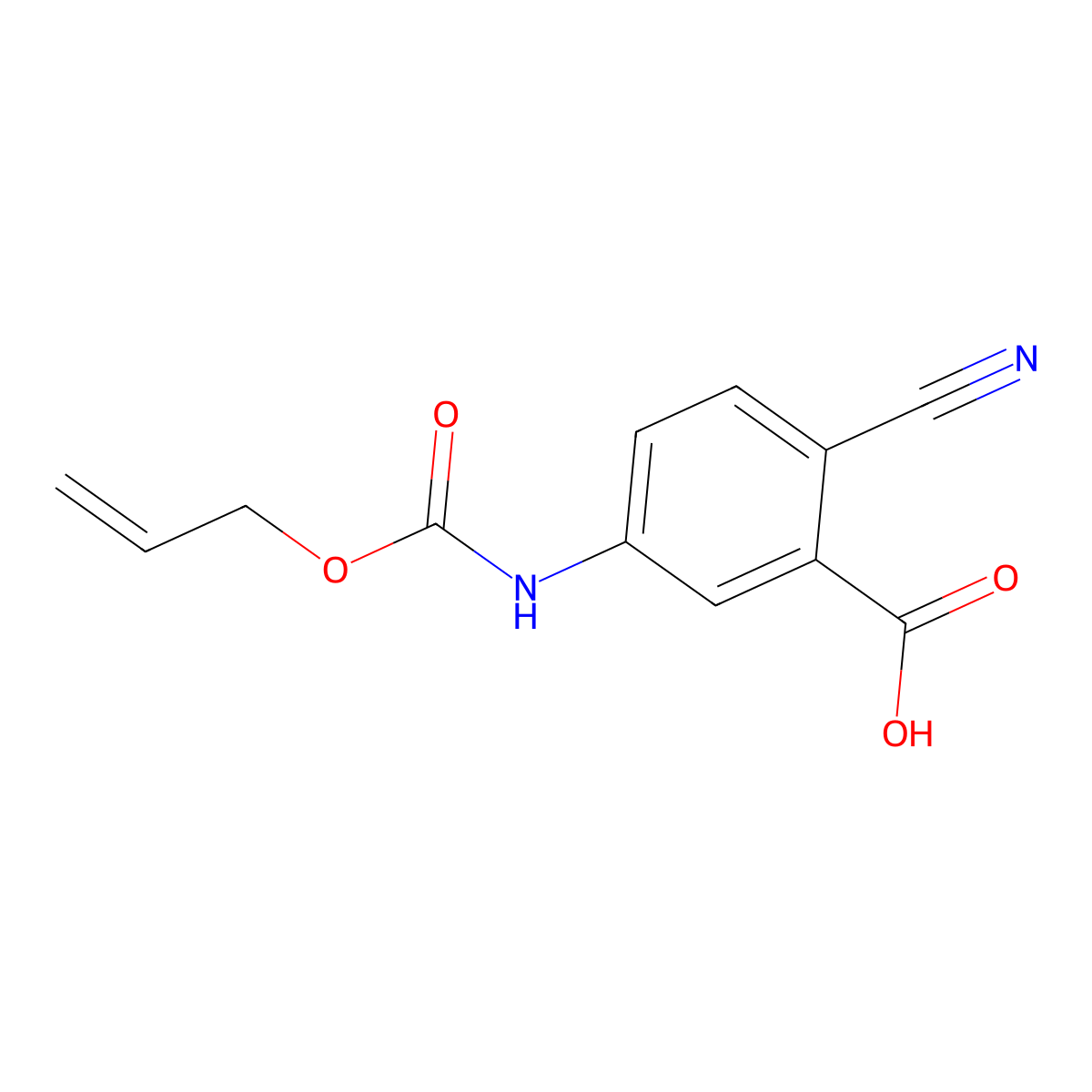 2-Cyano-5-{[(prop-2-en-1-yloxy)carbonyl]amino}benzoic acid molecular structure, CAS 2680855-22-3