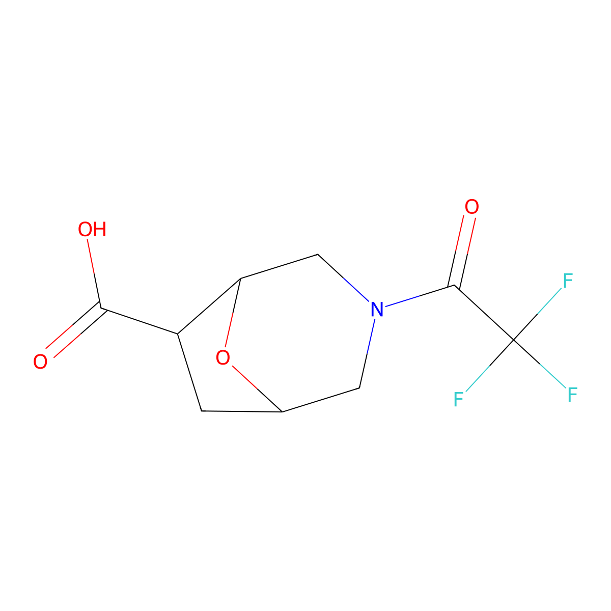 3-(2,2,2-Trifluoroacetyl)-8-oxa-3-azabicyclo[3.2.1]octane-6-carboxylic acid molecular structure, CAS 2680855-26-7
