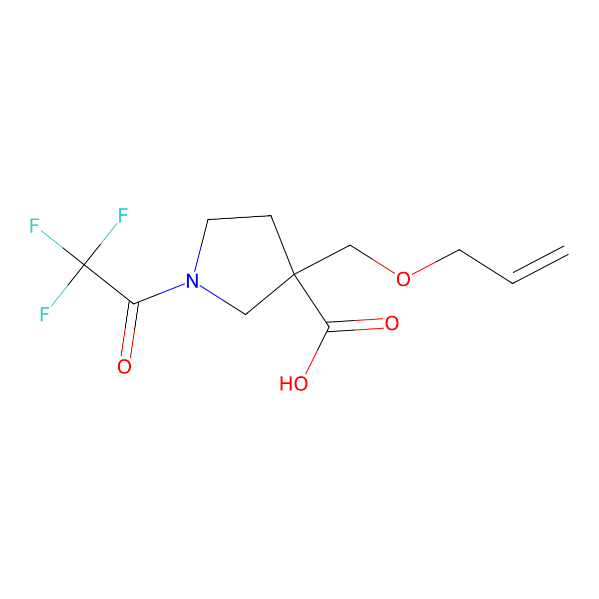 3-[(Prop-2-en-1-yloxy)methyl]-1-(2,2,2-trifluoroacetyl)pyrrolidine-3-carboxylic acid molecular structure, CAS 2680855-28-9