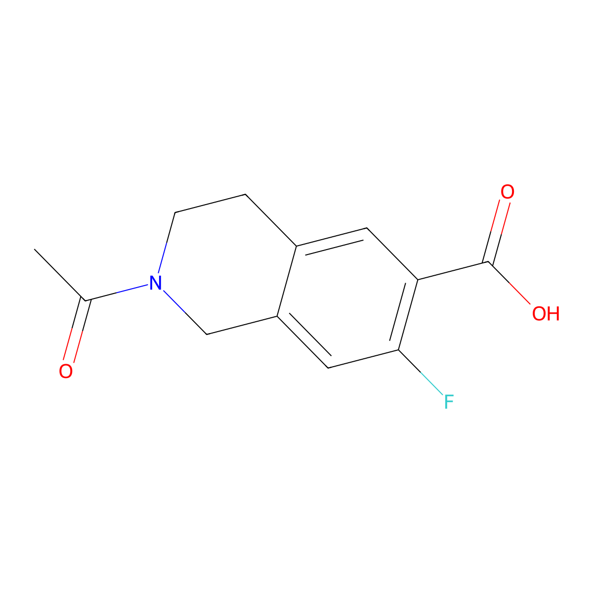 2-Acetyl-7-fluoro-1,2,3,4-tetrahydroisoquinoline-6-carboxylic acid molecular structure, CAS 2680855-30-3