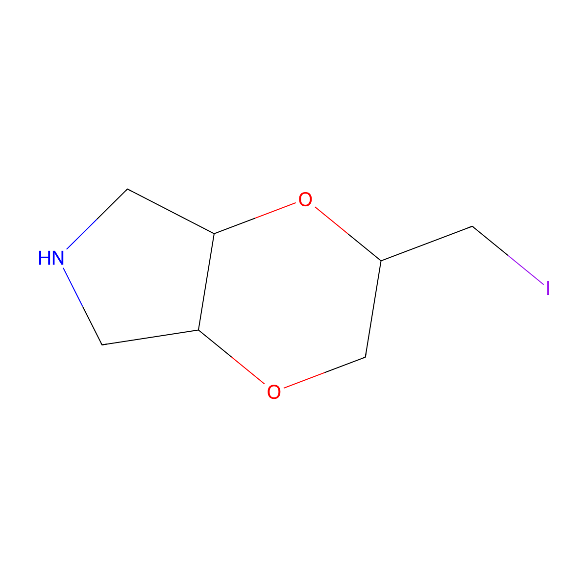 2-(iodomethyl)-hexahydro-2H-[1,4]dioxino[2,3-c]pyrrole molecular structure, CAS 2680855-41-6