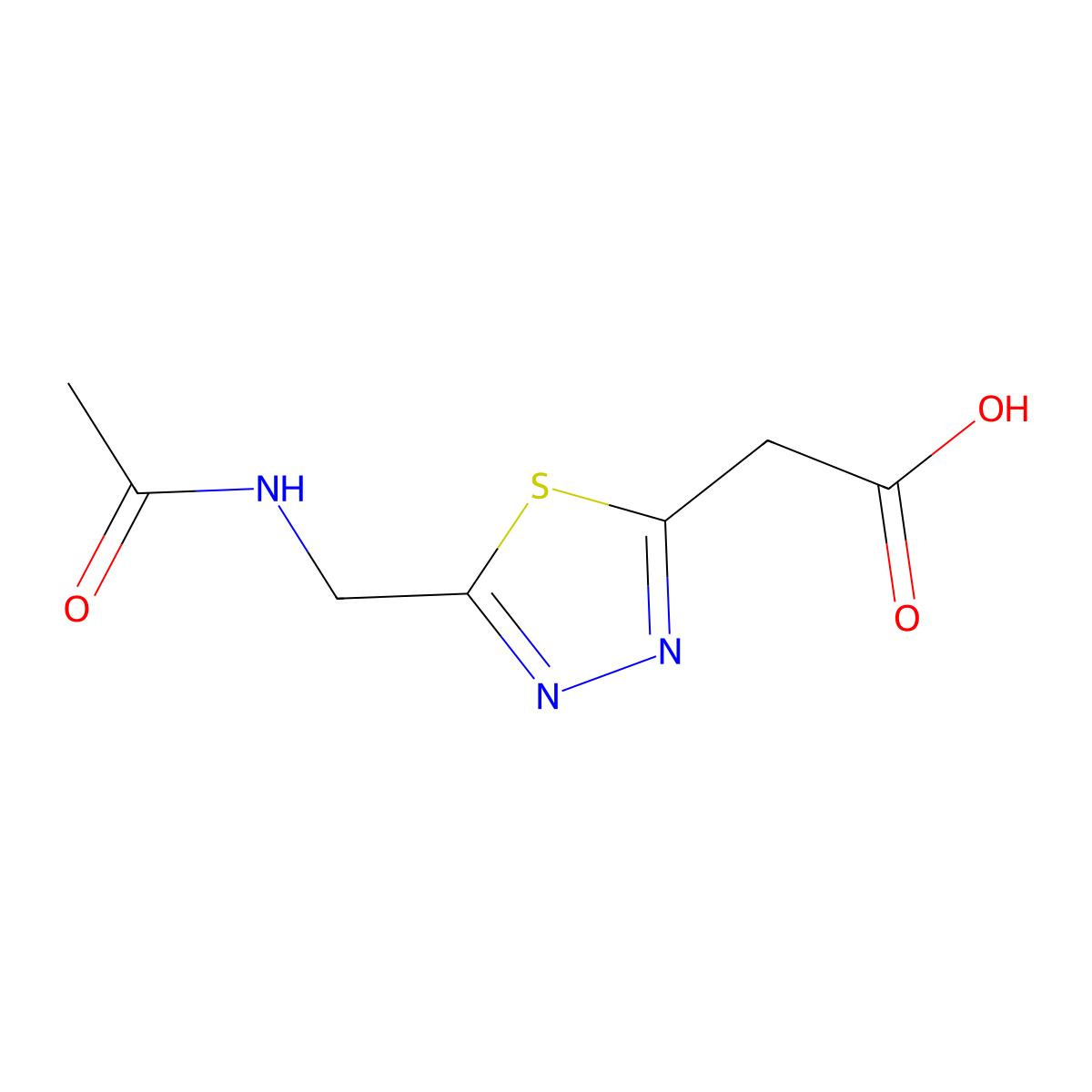 2-[5-(Acetamidomethyl)-1,3,4-thiadiazol-2-yl]acetic acid molecular structure, CAS 2680855-46-1