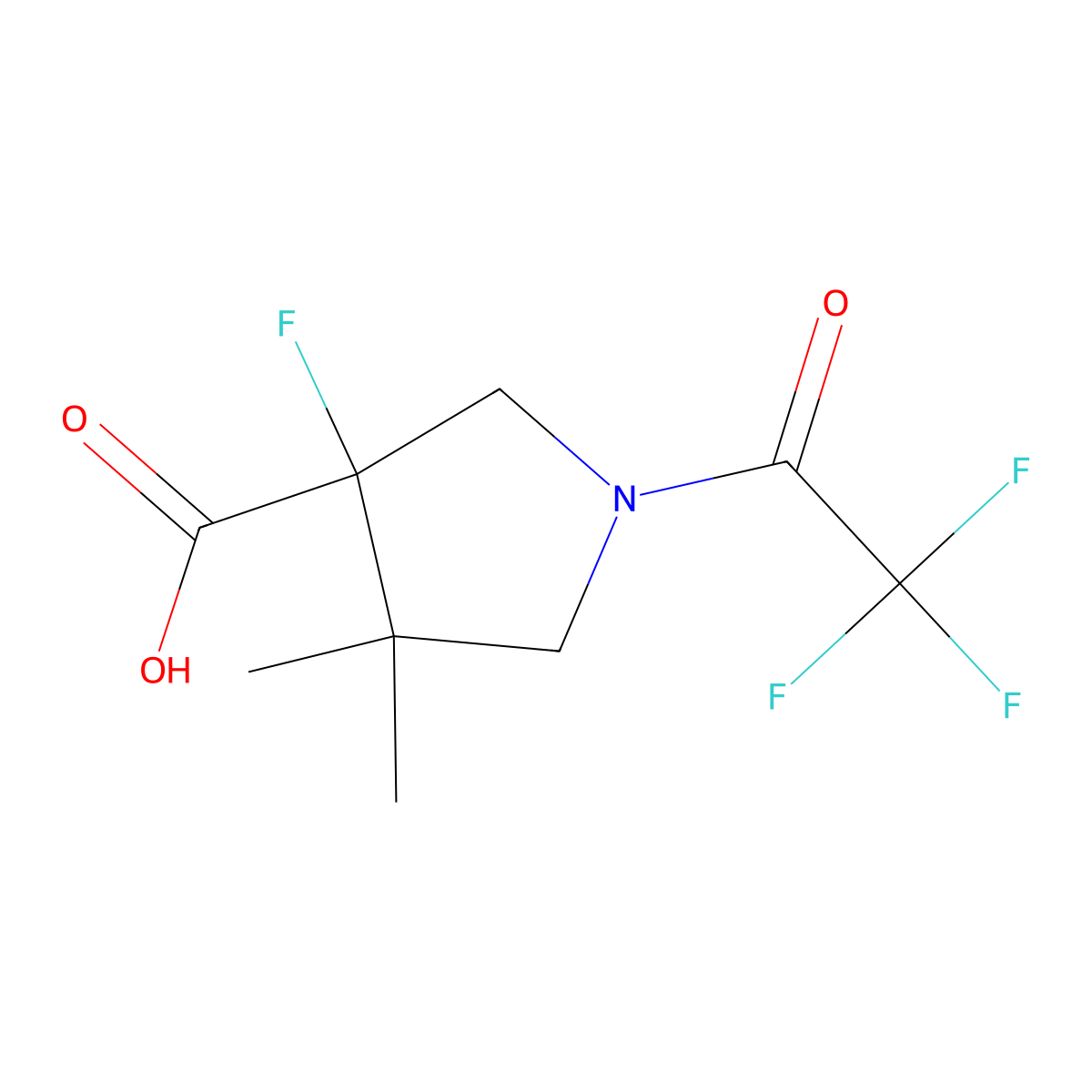 3-Fluoro-4,4-dimethyl-1-(2,2,2-trifluoroacetyl)pyrrolidine-3-carboxylic acid molecular structure, CAS 2680855-47-2