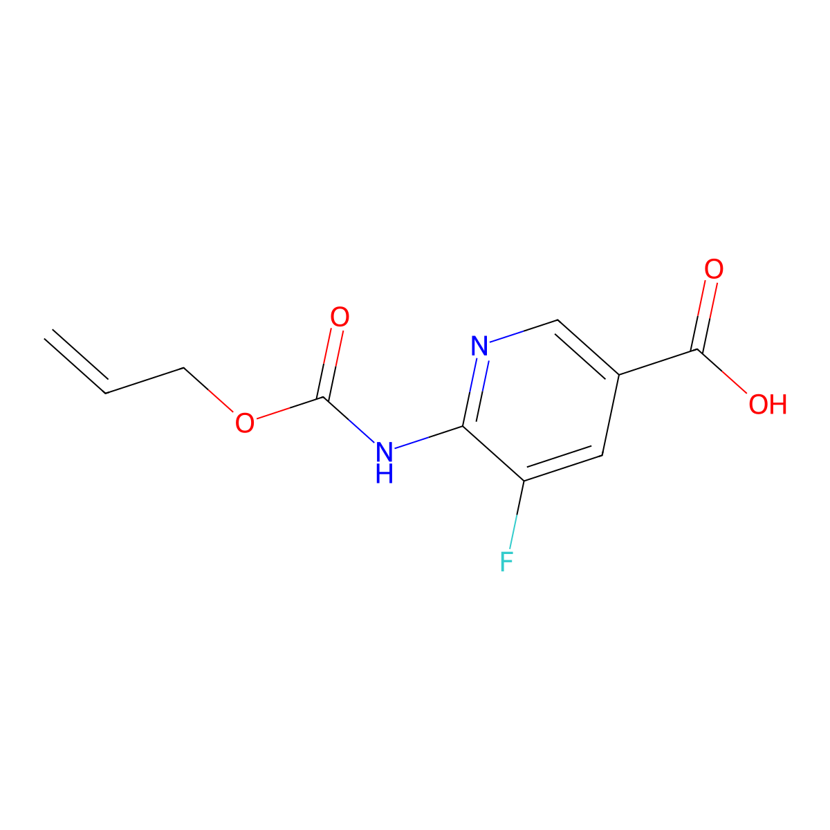 5-Fluoro-6-{[(prop-2-en-1-yloxy)carbonyl]amino}pyridine-3-carboxylic acid molecular structure, CAS 2680855-48-3