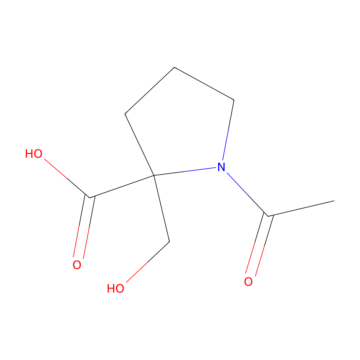 1-Acetyl-2-(hydroxymethyl)pyrrolidine-2-carboxylic acid molecular structure, CAS 2680855-49-4