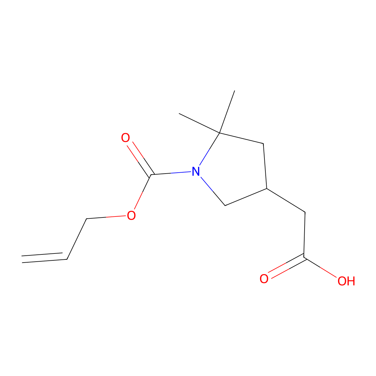 2-{5,5-Dimethyl-1-[(prop-2-en-1-yloxy)carbonyl]pyrrolidin-3-yl}acetic acid molecular structure, CAS 2680855-50-7