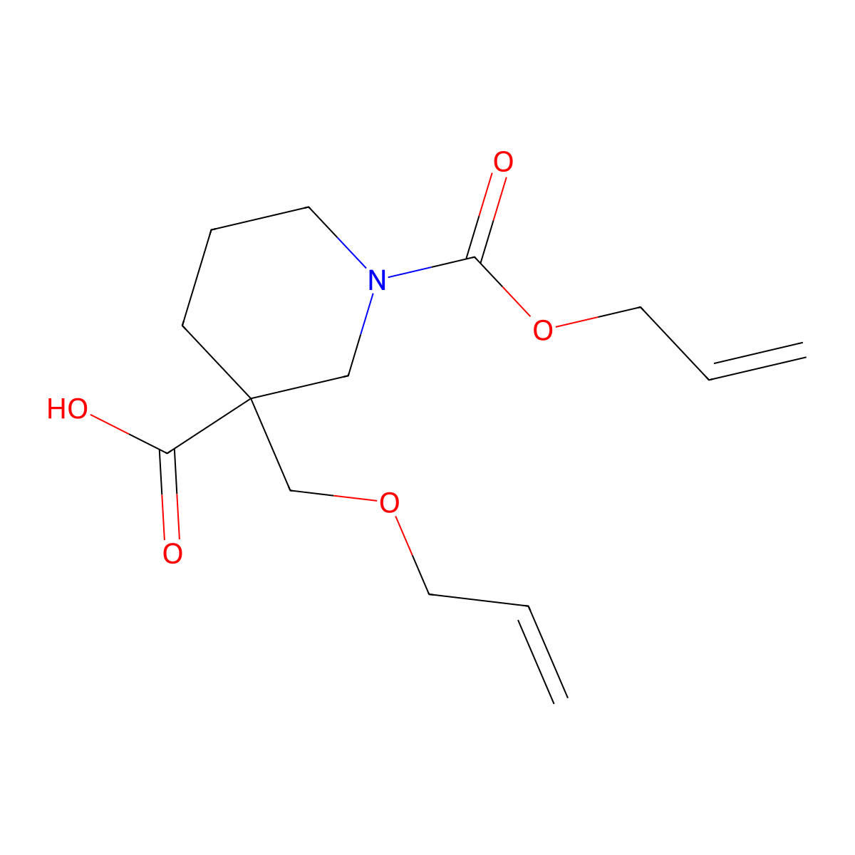 1-[(Prop-2-en-1-yloxy)carbonyl]-3-[(prop-2-en-1-yloxy)methyl]piperidine-3-carboxylic acid molecular structure, CAS 2680855-51-8