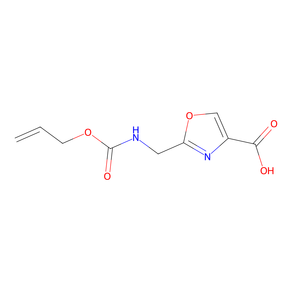 2-({[(Prop-2-en-1-yloxy)carbonyl]amino}methyl)-1,3-oxazole-4-carboxylic acid molecular structure, CAS 2680855-52-9