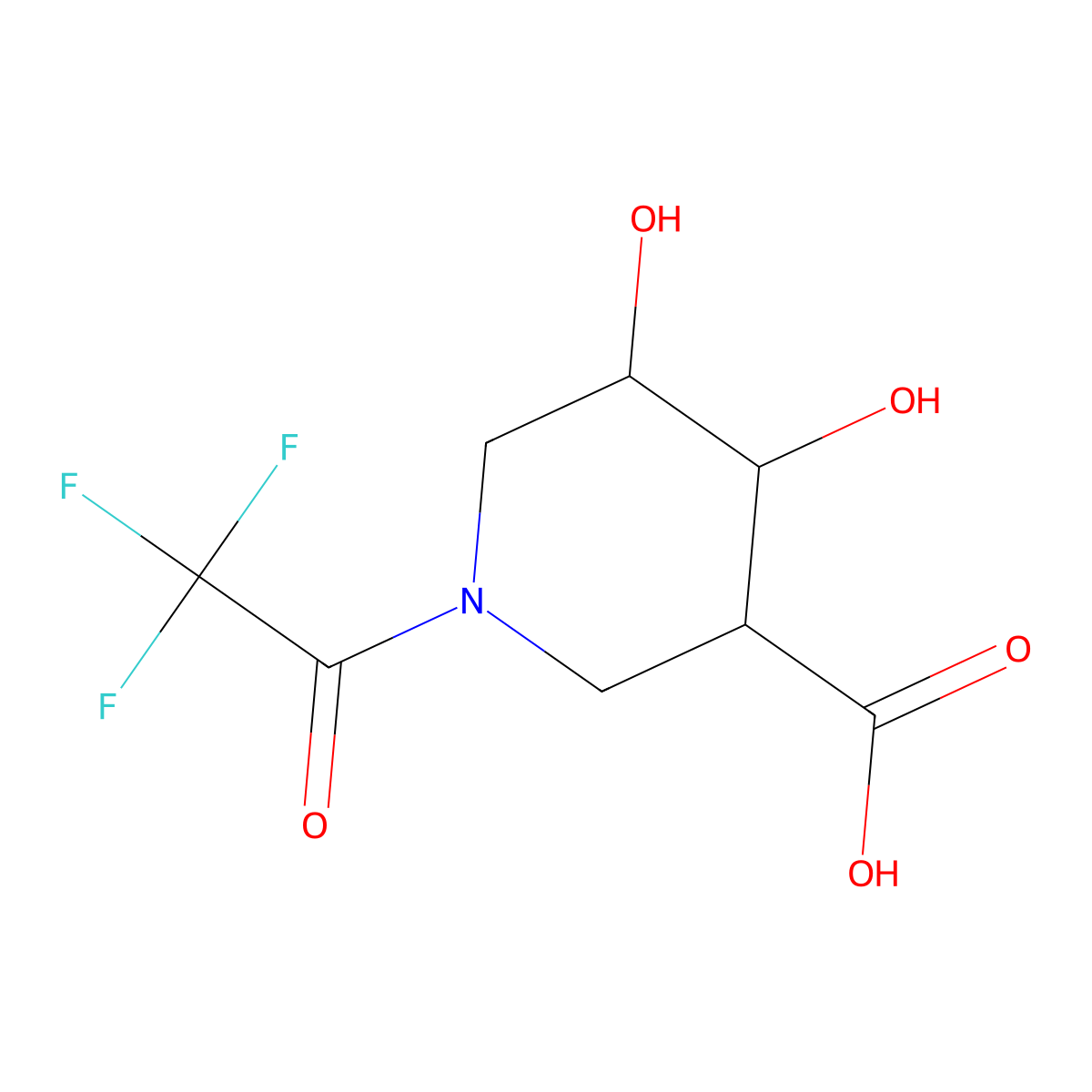 4,5-Dihydroxy-1-(2,2,2-trifluoroacetyl)piperidine-3-carboxylic acid molecular structure, CAS 2680855-54-1