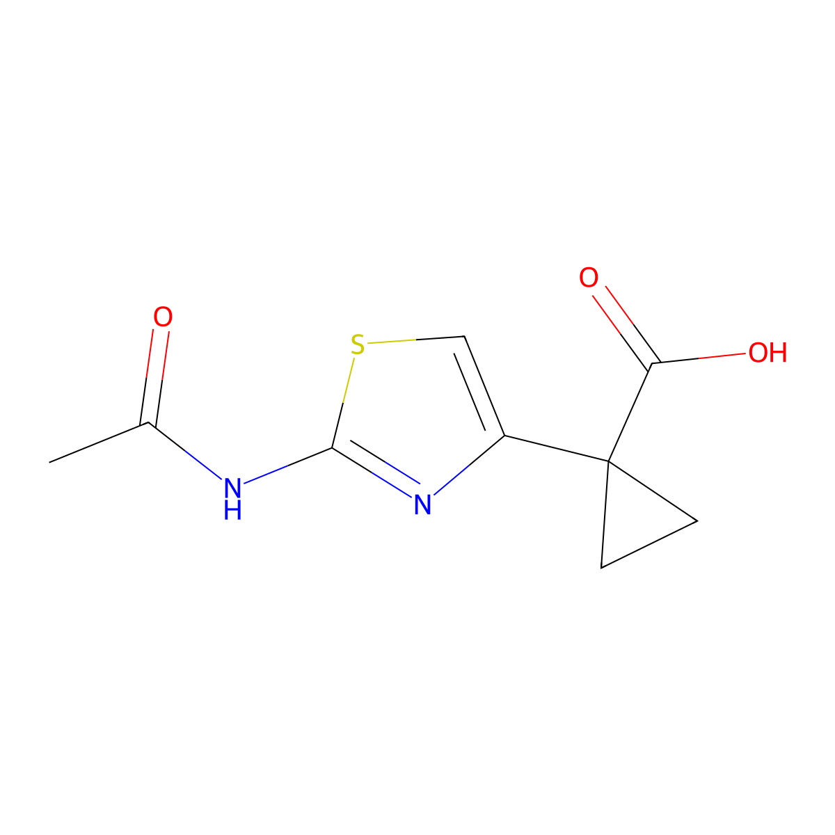 1-(2-Acetamido-1,3-thiazol-4-yl)cyclopropane-1-carboxylic acid molecular structure, CAS 2680855-56-3