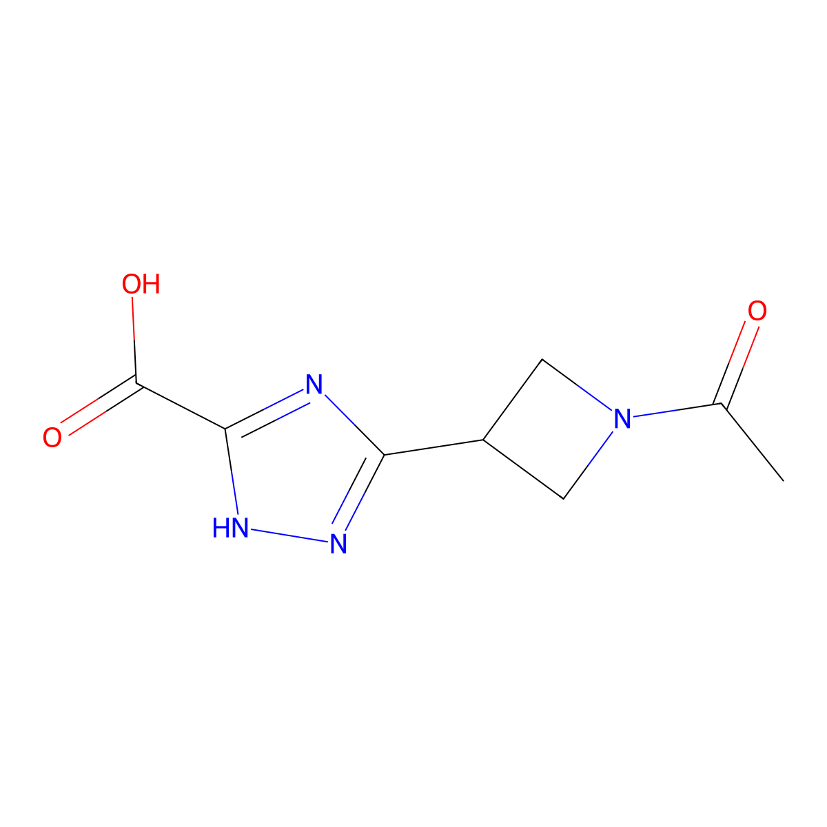 3-(1-acetylazetidin-3-yl)-1H-1,2,4-triazole-5-carboxylic acid molecular structure, CAS 2680855-57-4