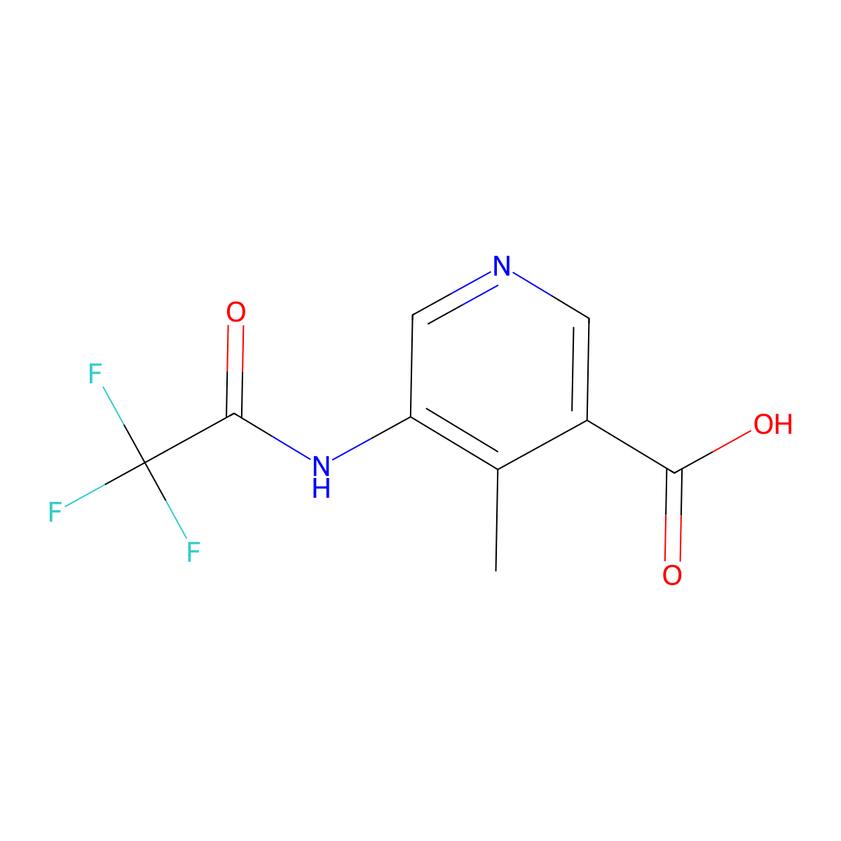 4-Methyl-5-(2,2,2-trifluoroacetamido)pyridine-3-carboxylic acid molecular structure, CAS 2680855-62-1