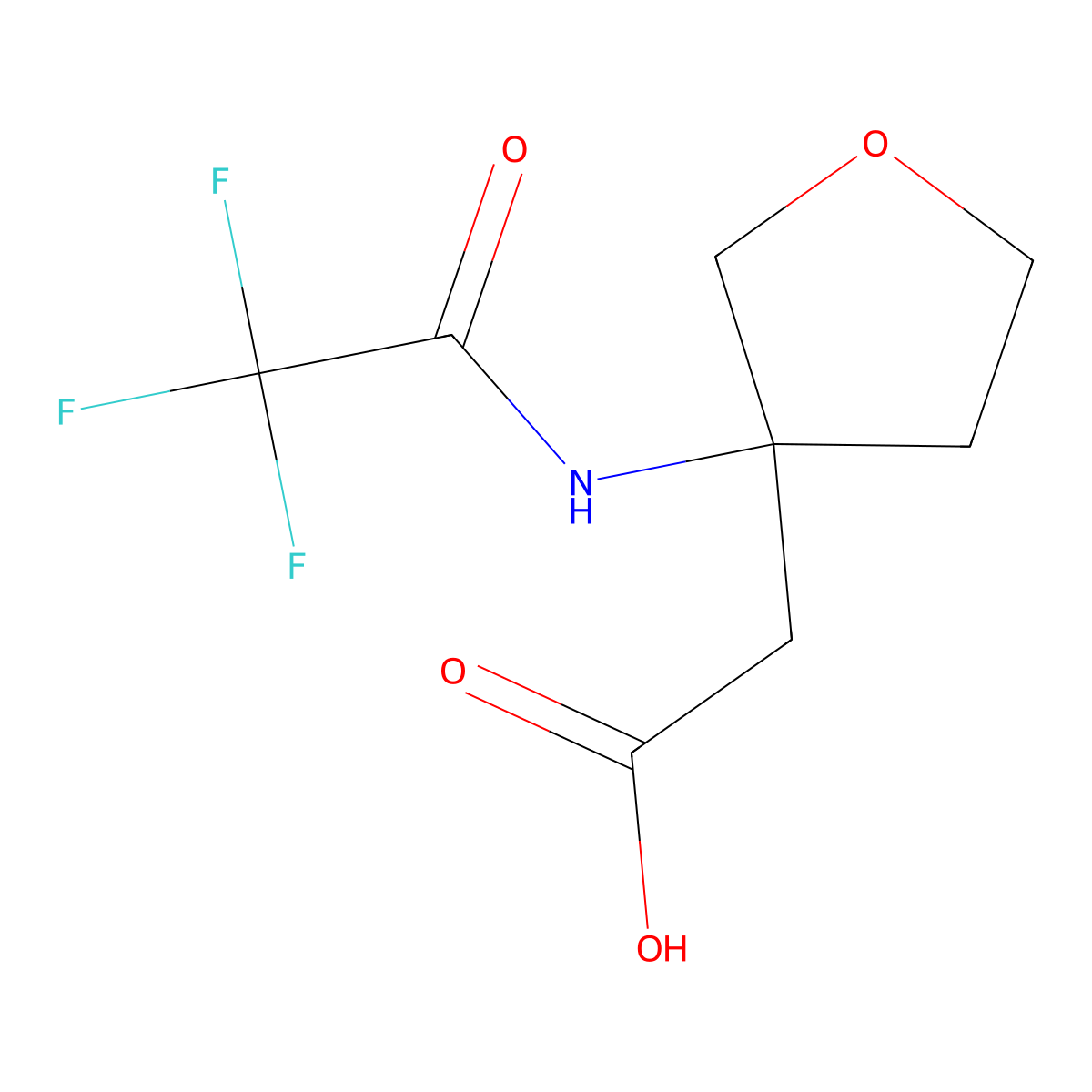 2-[3-(2,2,2-Trifluoroacetamido)oxolan-3-yl]acetic acid molecular structure, CAS 2680855-71-2