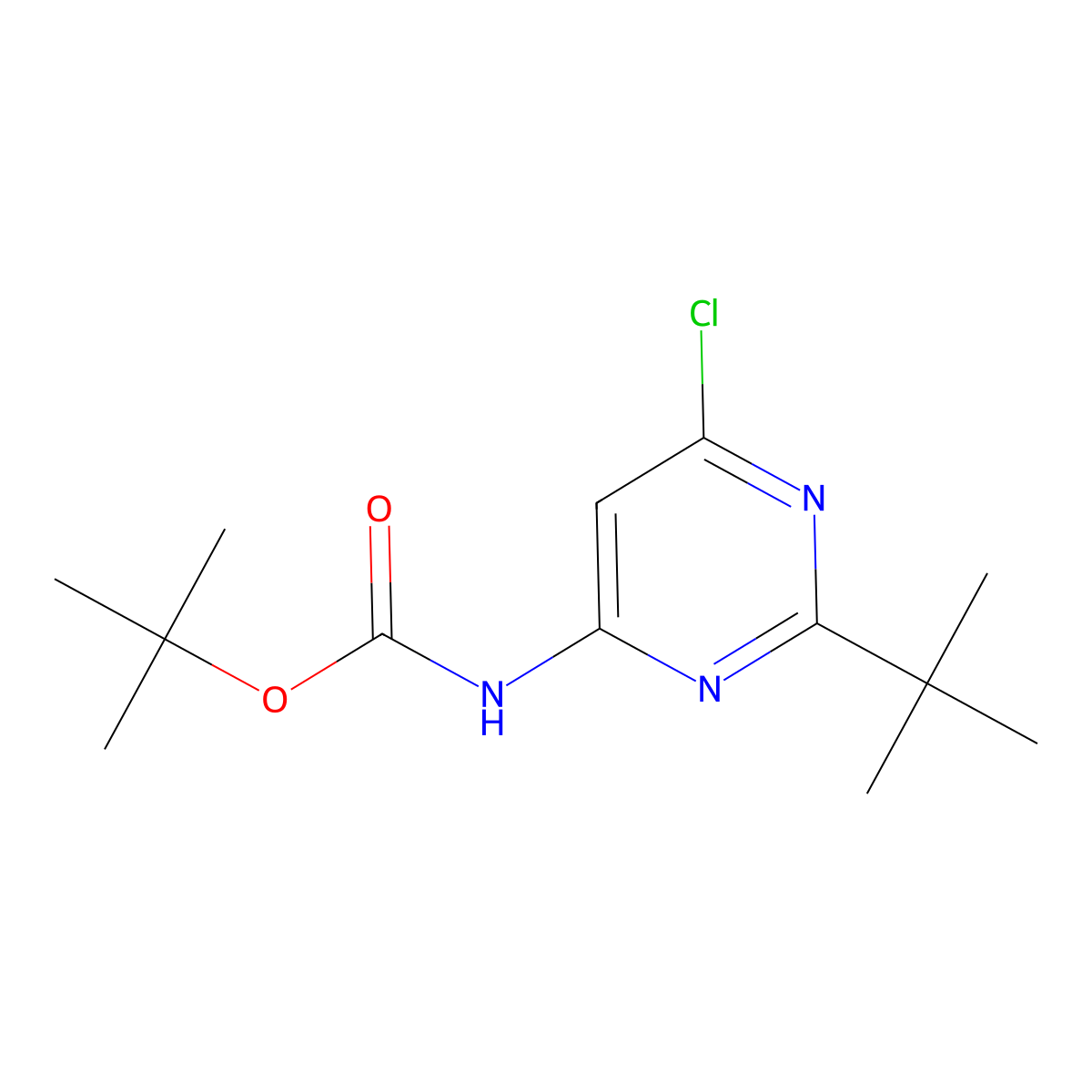 tert-butyl N-(2-tert-butyl-6-chloropyrimidin-4-yl)carbamate molecular structure, CAS 2680855-78-9