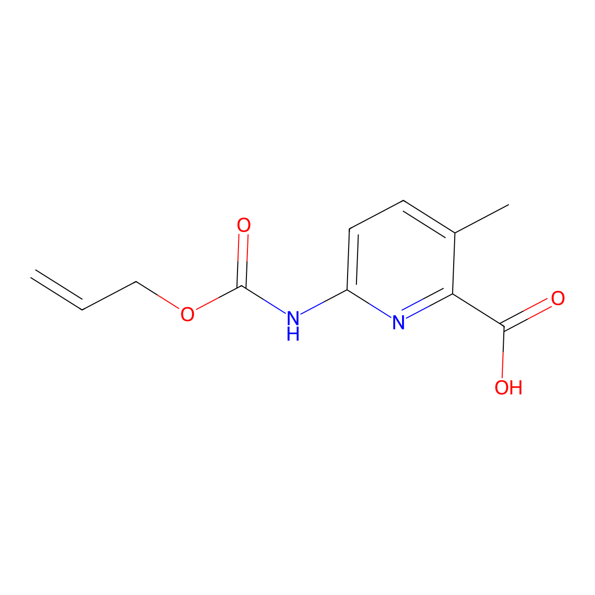 3-Methyl-6-{[(prop-2-en-1-yloxy)carbonyl]amino}pyridine-2-carboxylic acid molecular structure, CAS 2680855-80-3