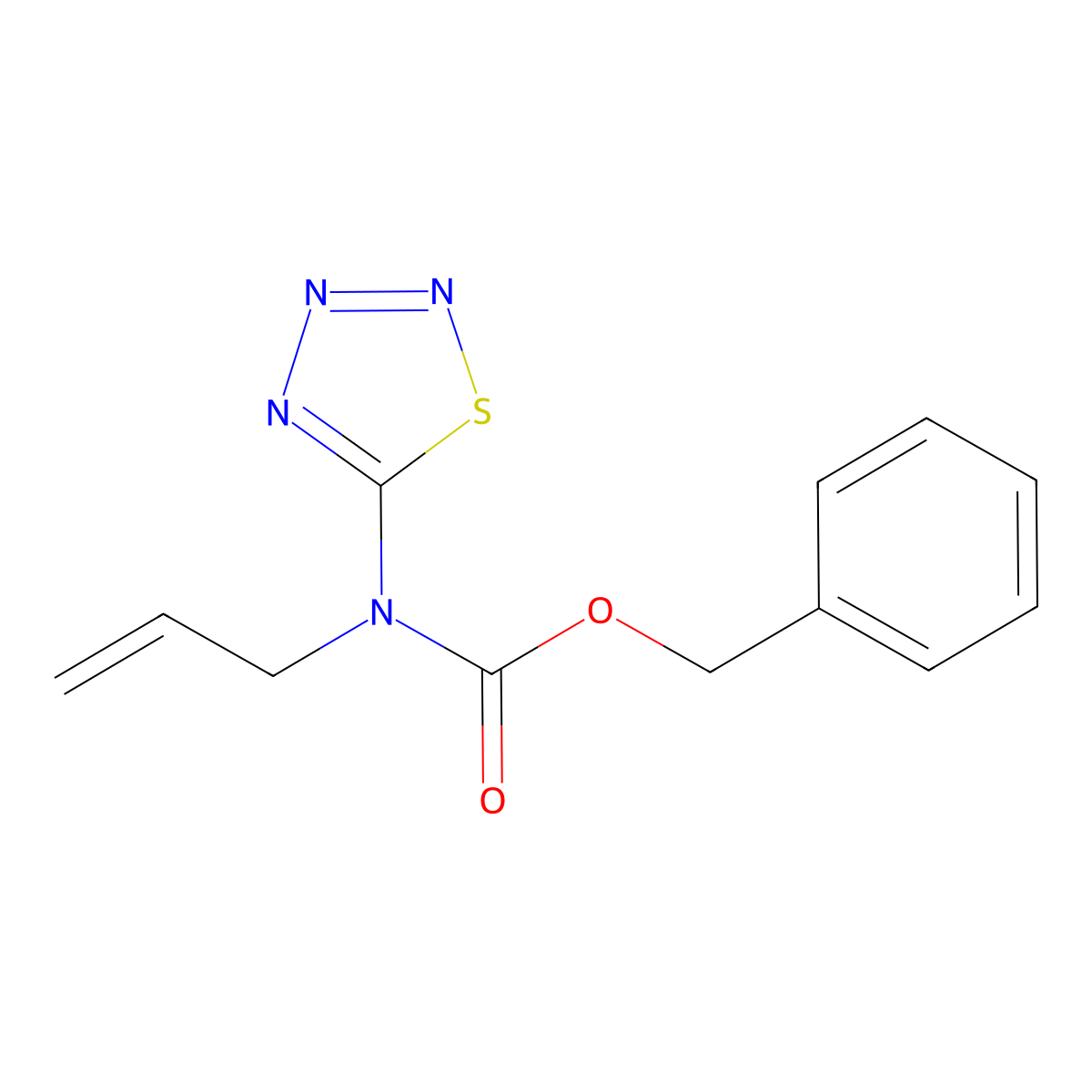 benzyl N-(prop-2-en-1-yl)-N-(1,2,3,4-thiatriazol-5-yl)carbamate molecular structure, CAS 2680855-85-8