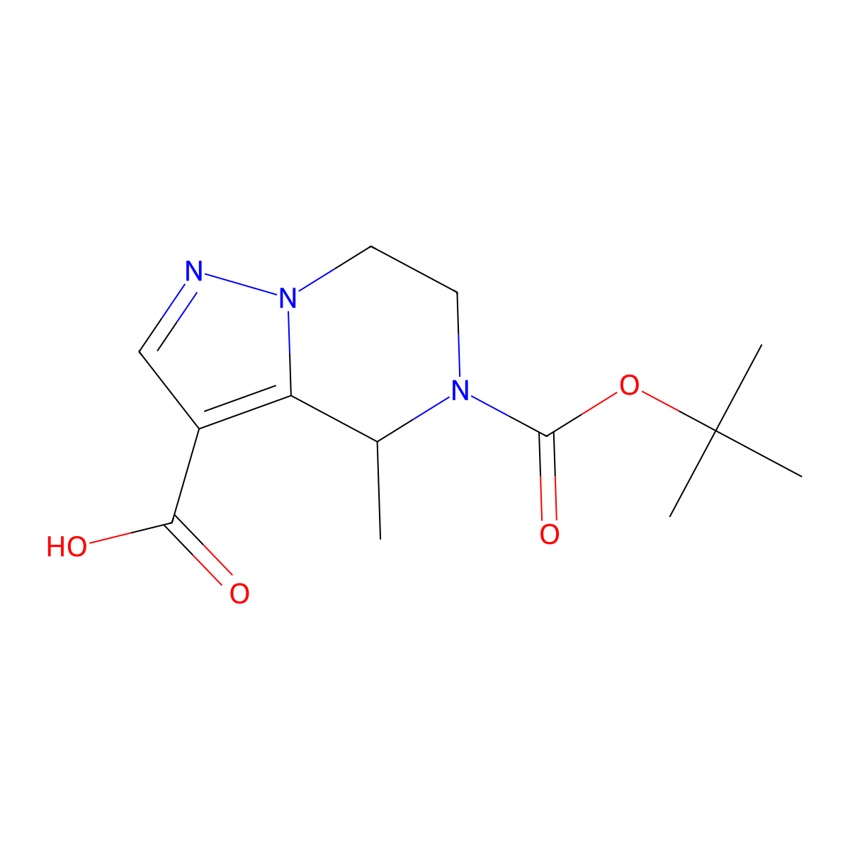 5-[(tert-butoxy)carbonyl]-4-methyl-4H,5H,6H,7H-pyrazolo[1,5-a]pyrazine-3-carboxylic acid molecular structure, CAS 2680855-96-1