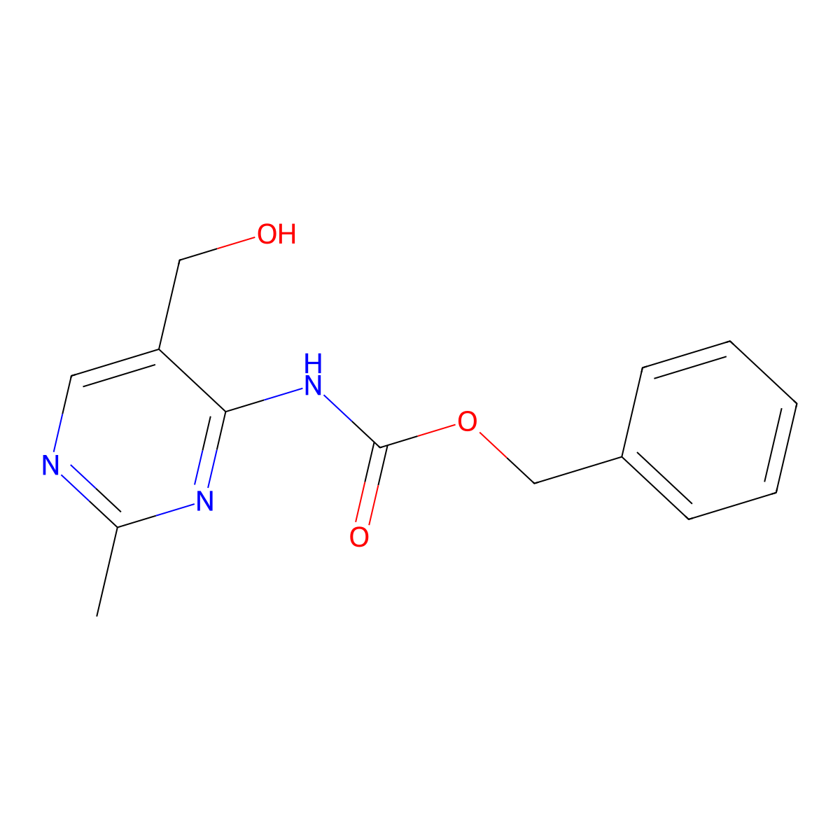 benzyl N-[5-(hydroxymethyl)-2-methylpyrimidin-4-yl]carbamate molecular structure, CAS 2680856-00-0
