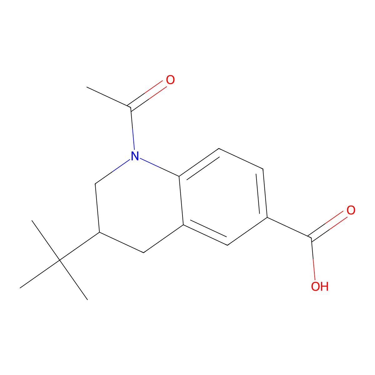 1-Acetyl-3-tert-butyl-1,2,3,4-tetrahydroquinoline-6-carboxylic acid molecular structure, CAS 2680856-03-3