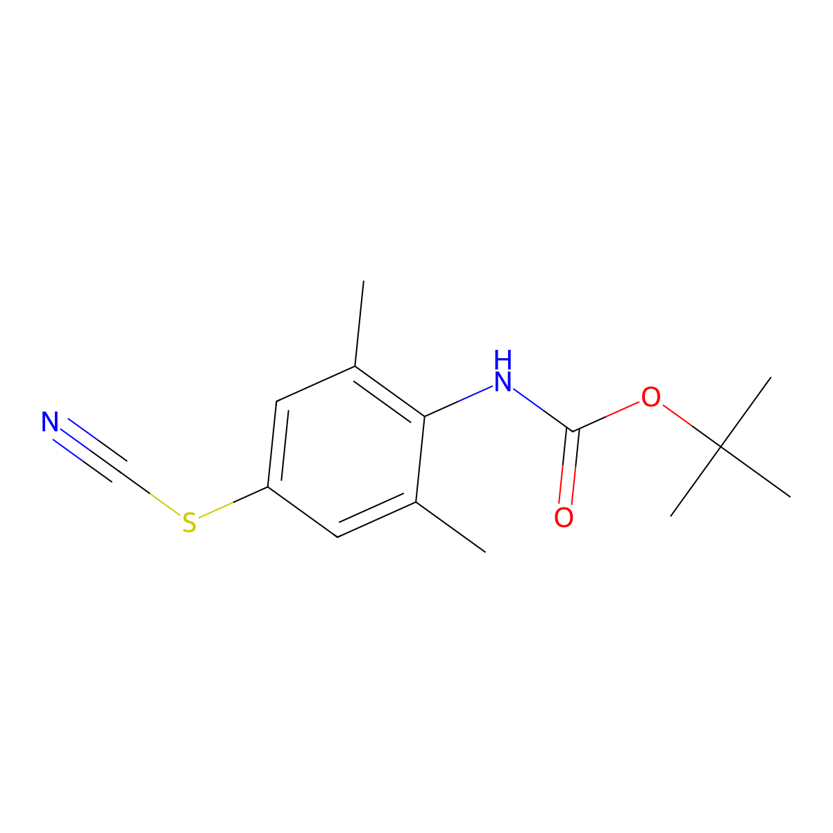 tert-butyl N-[4-(cyanosulfanyl)-2,6-dimethylphenyl]carbamate molecular structure, CAS 2680856-09-9