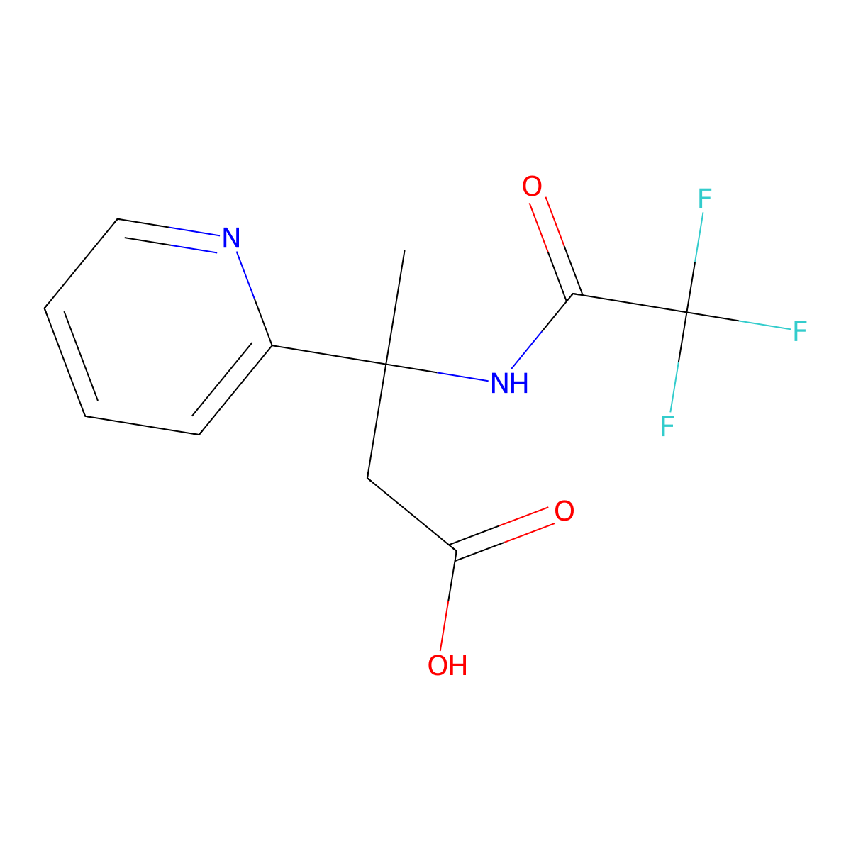 3-(Pyridin-2-yl)-3-(2,2,2-trifluoroacetamido)butanoic acid molecular structure, CAS 2680856-10-2