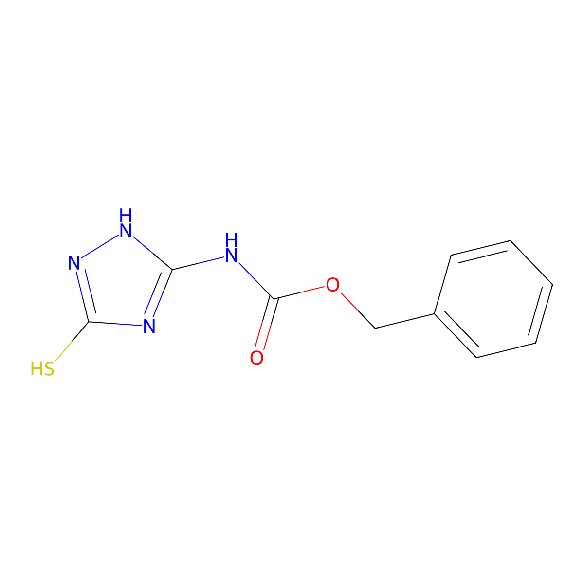 benzyl N-(3-sulfanyl-1H-1,2,4-triazol-5-yl)carbamate molecular structure, CAS 2680856-25-9