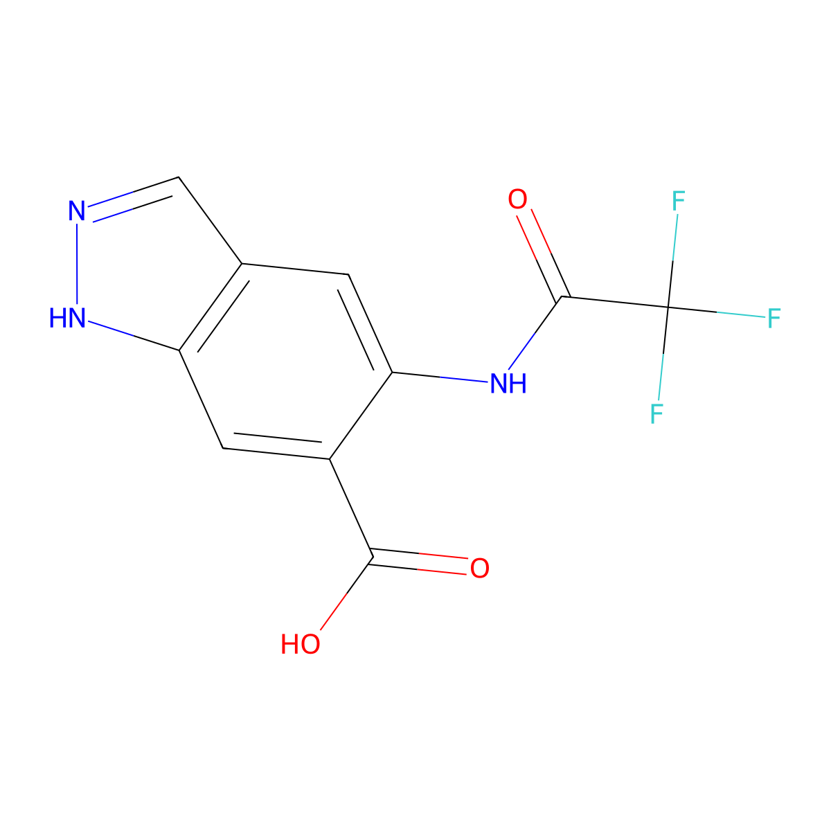5-(2,2,2-trifluoroacetamido)-1H-indazole-6-carboxylic acid molecular structure, CAS 2680856-27-1