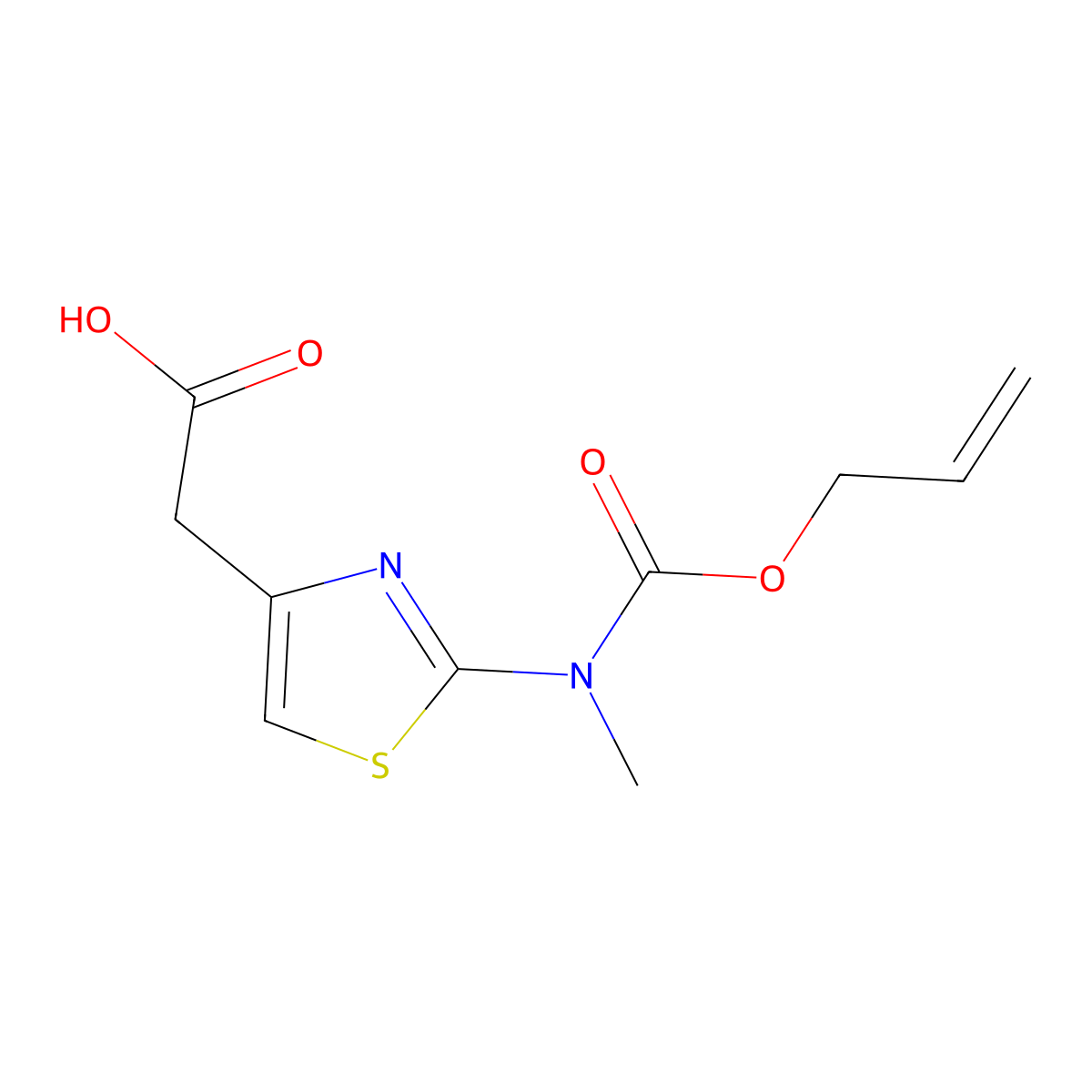 2-(2-{Methyl[(prop-2-en-1-yloxy)carbonyl]amino}-1,3-thiazol-4-yl)acetic acid molecular structure, CAS 2680856-32-8