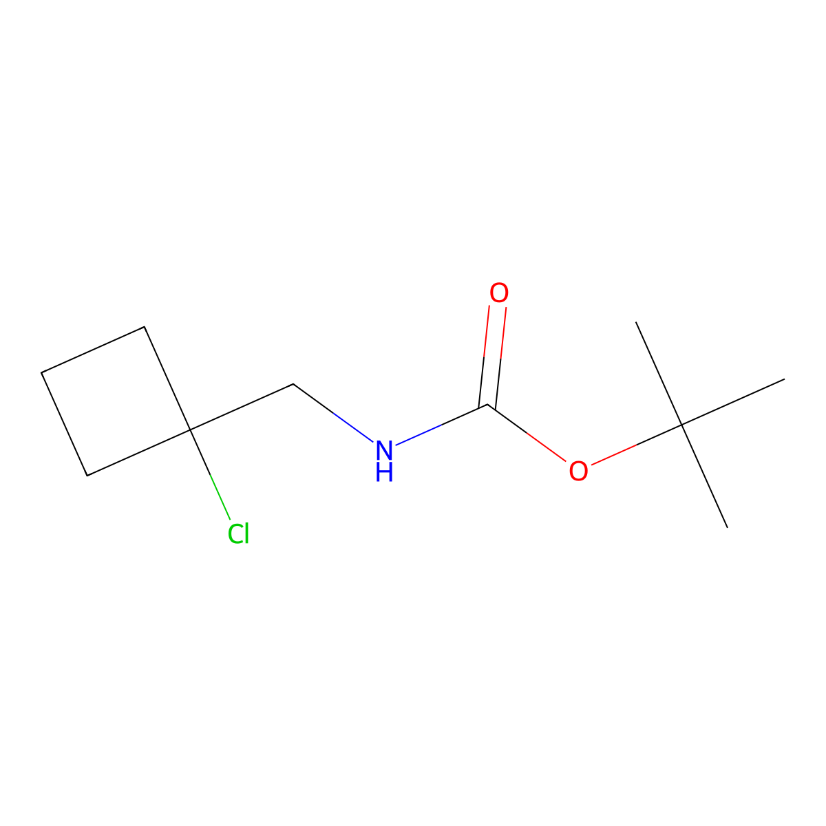 tert-butyl N-[(1-chlorocyclobutyl)methyl]carbamate molecular structure, CAS 2680856-33-9