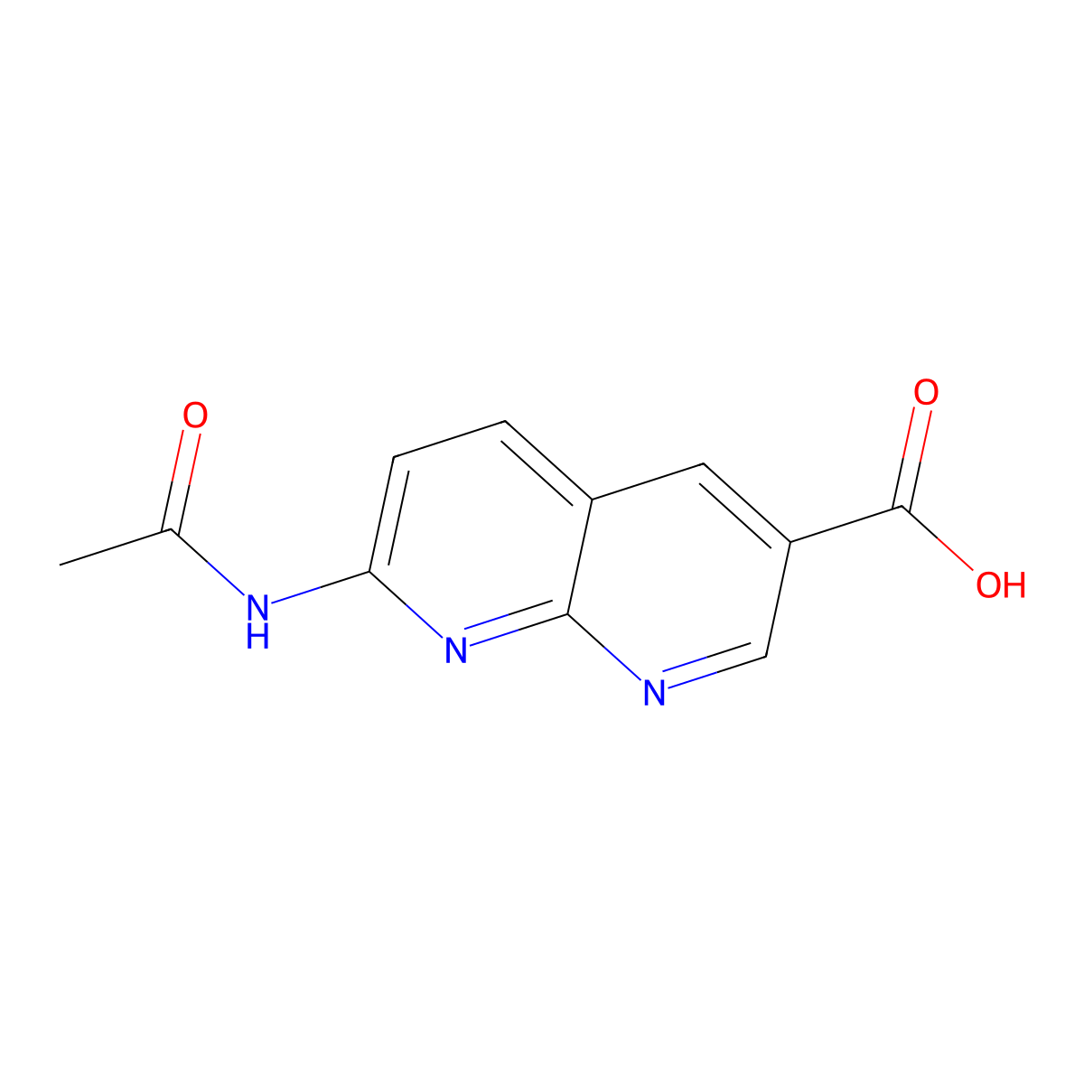 7-Acetamido-1,8-naphthyridine-3-carboxylic acid molecular structure, CAS 2680856-46-4