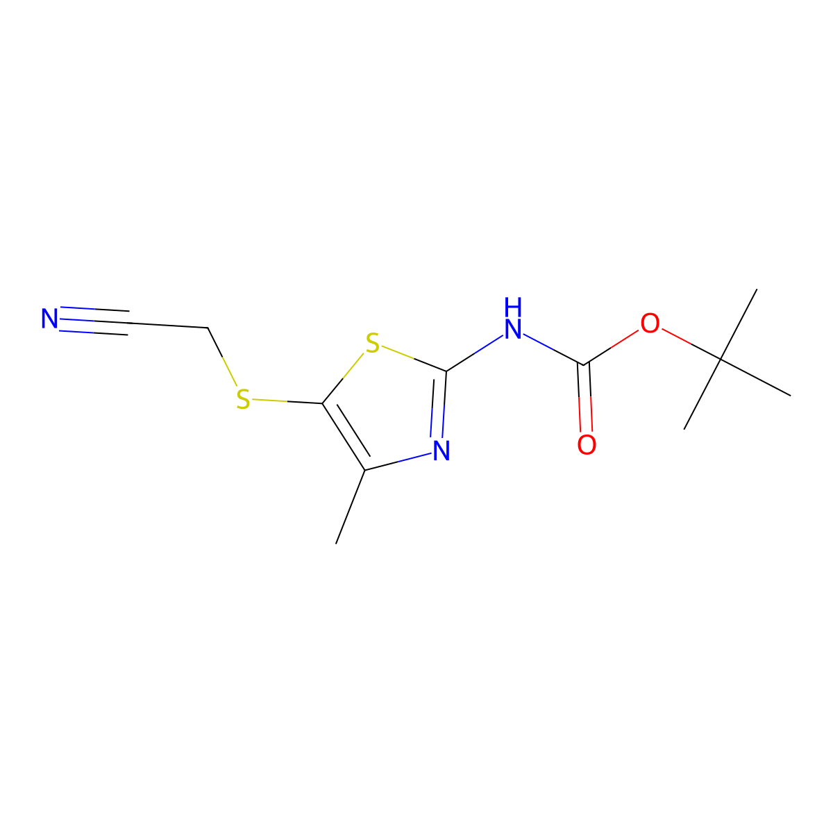 tert-butyl N-{5-[(cyanomethyl)sulfanyl]-4-methyl-1,3-thiazol-2-yl}carbamate molecular structure, CAS 2680856-48-6