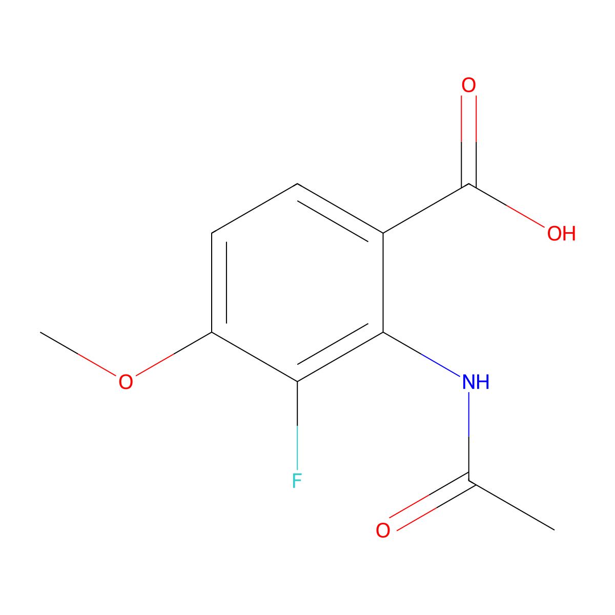 2-Acetamido-3-fluoro-4-methoxybenzoic acid molecular structure, CAS 2680856-53-3