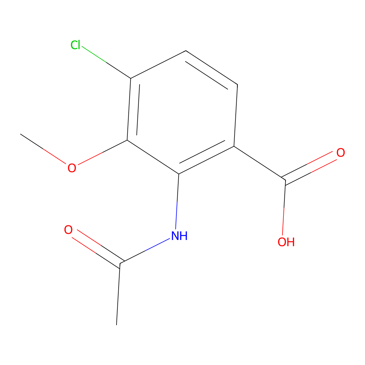 4-Chloro-2-acetamido-3-methoxybenzoic acid molecular structure, CAS 2680856-54-4