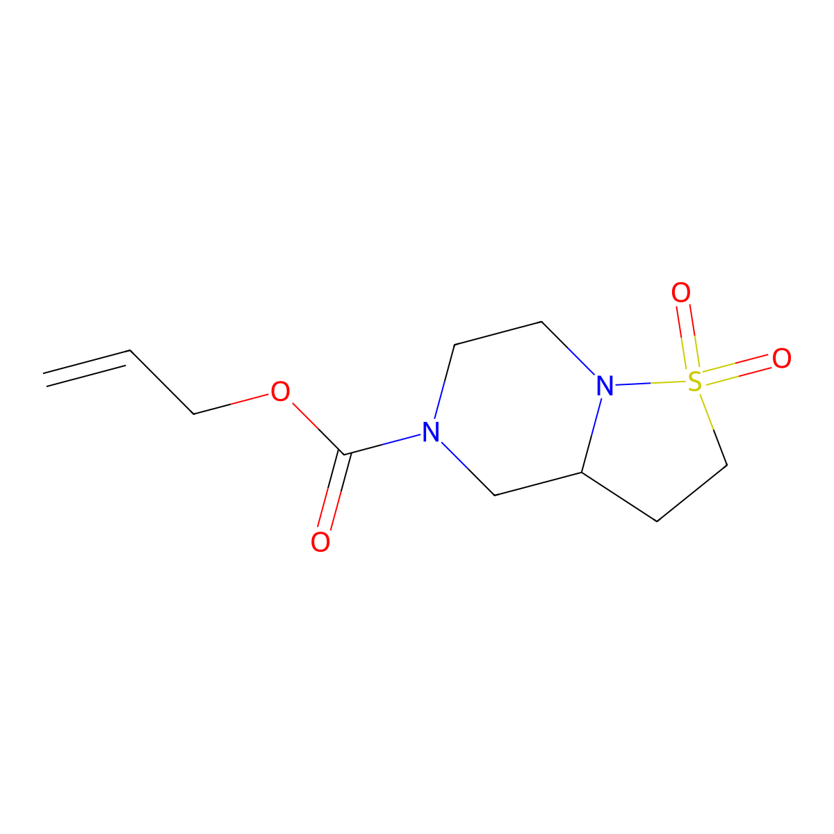 prop-2-en-1-yl 1,1-dioxo-hexahydro-2H-1lambda6-[1,2]thiazolo[2,3-a]pyrazine-5-carboxylate molecular structure, CAS 2680856-57-7