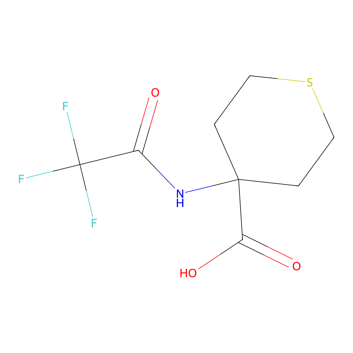 4-(2,2,2-Trifluoroacetamido)thiane-4-carboxylic acid molecular structure, CAS 2680856-59-9