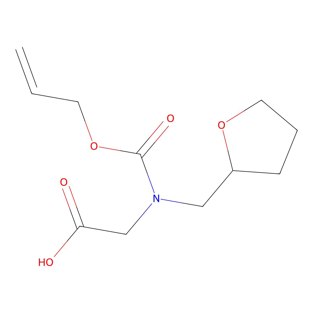2-{[(Oxolan-2-yl)methyl][(prop-2-en-1-yloxy)carbonyl]amino}acetic acid molecular structure, CAS 2680856-60-2