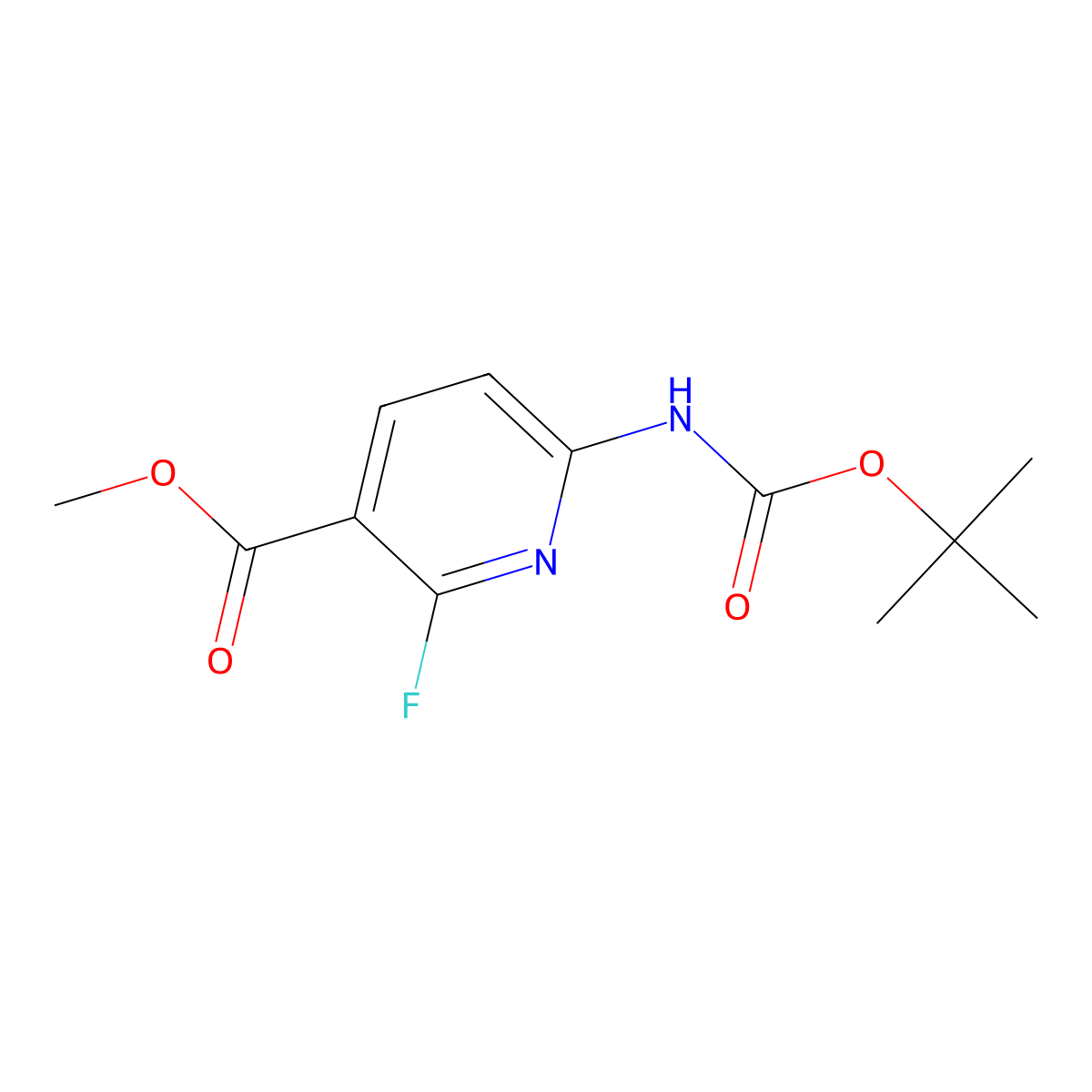 Methyl 6-{[(tert-butoxy)carbonyl]amino}-2-fluoropyridine-3-carboxylate molecular structure, CAS 2680856-65-7