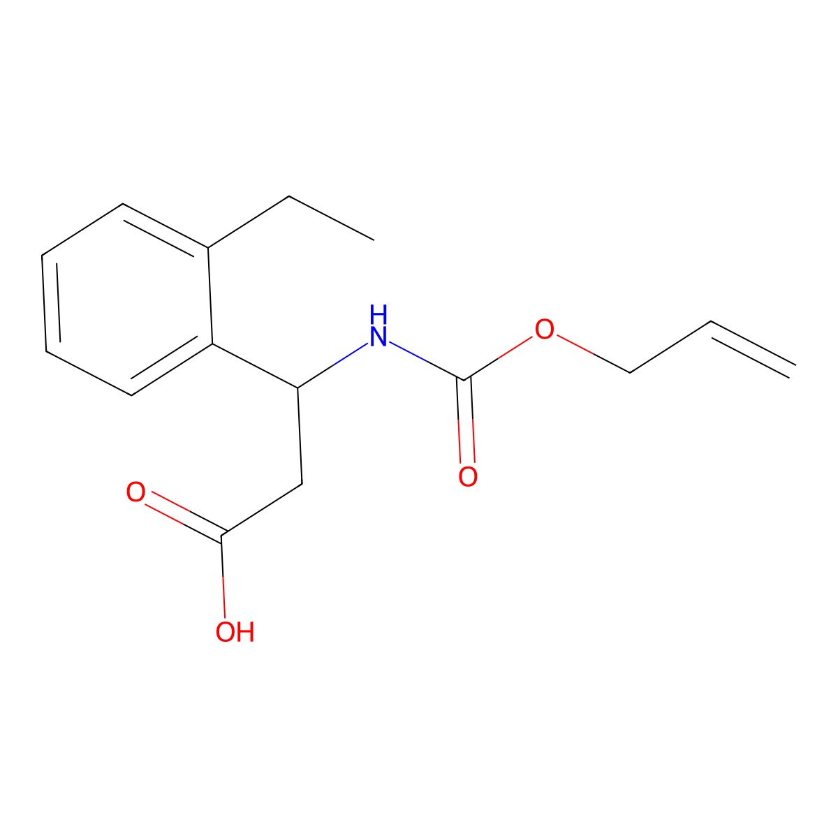 3-(2-Ethylphenyl)-3-{[(prop-2-en-1-yloxy)carbonyl]amino}propanoic acid molecular structure, CAS 2680856-73-7