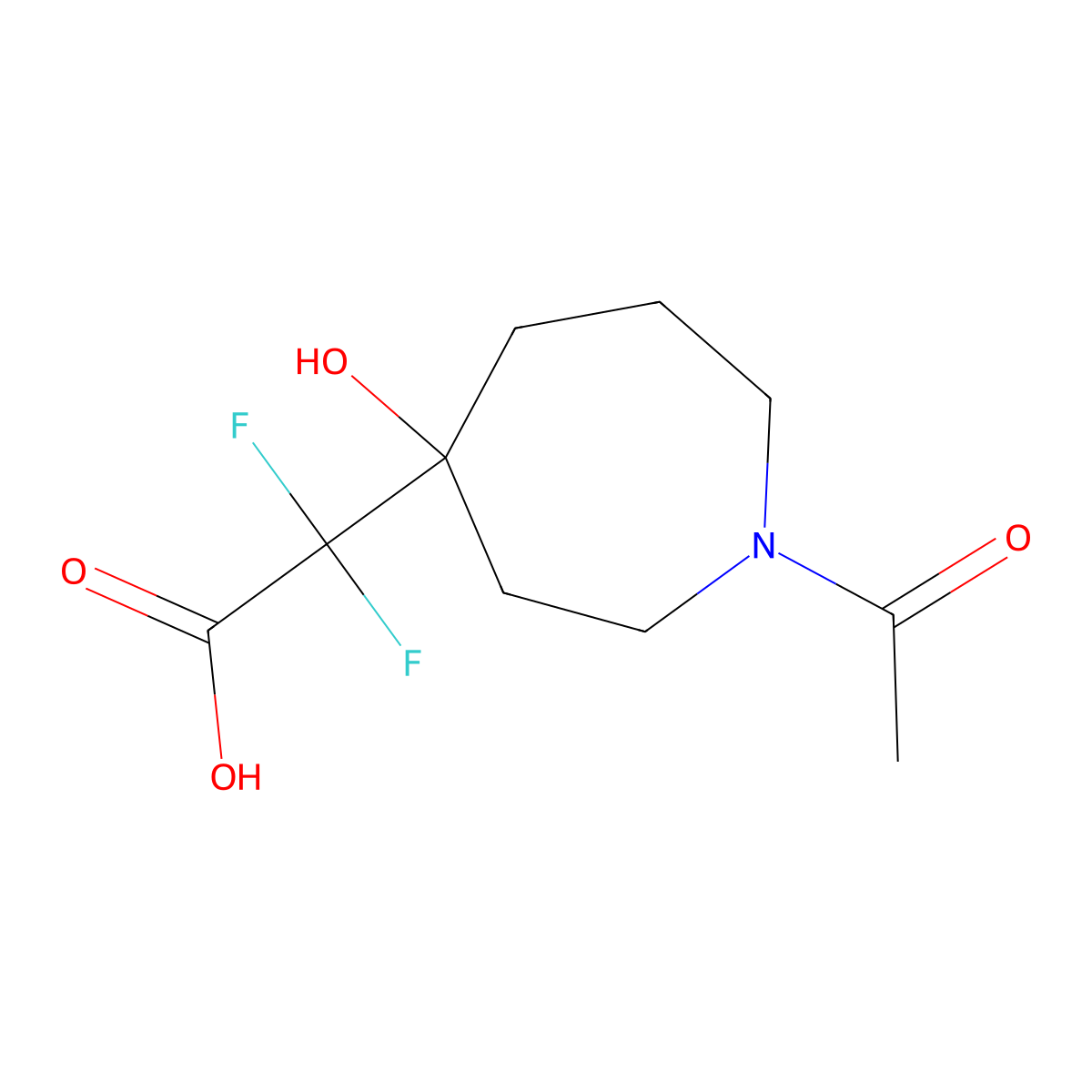 2-(1-Acetyl-4-hydroxyazepan-4-yl)-2,2-difluoroacetic acid molecular structure, CAS 2680856-74-8