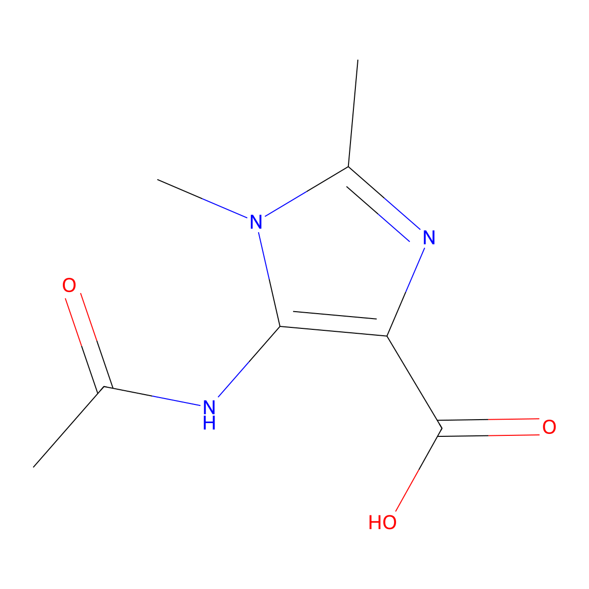 5-acetamido-1,2-dimethyl-1H-imidazole-4-carboxylic acid molecular structure, CAS 2680856-82-8