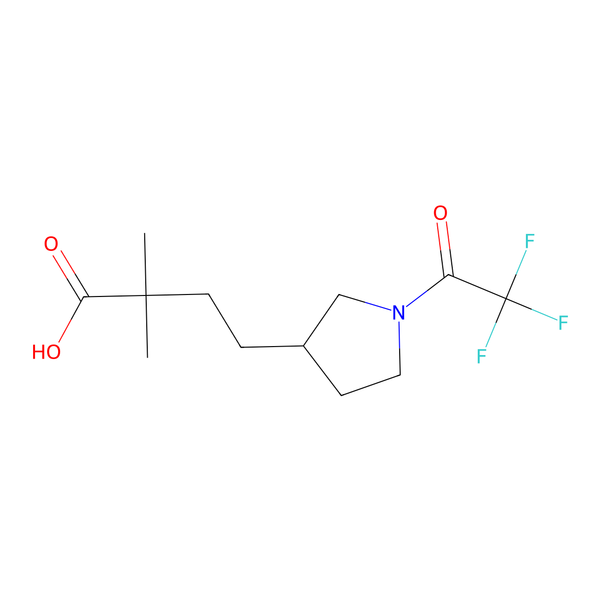 2,2-Dimethyl-4-[1-(2,2,2-trifluoroacetyl)pyrrolidin-3-yl]butanoic acid molecular structure, CAS 2680856-84-0
