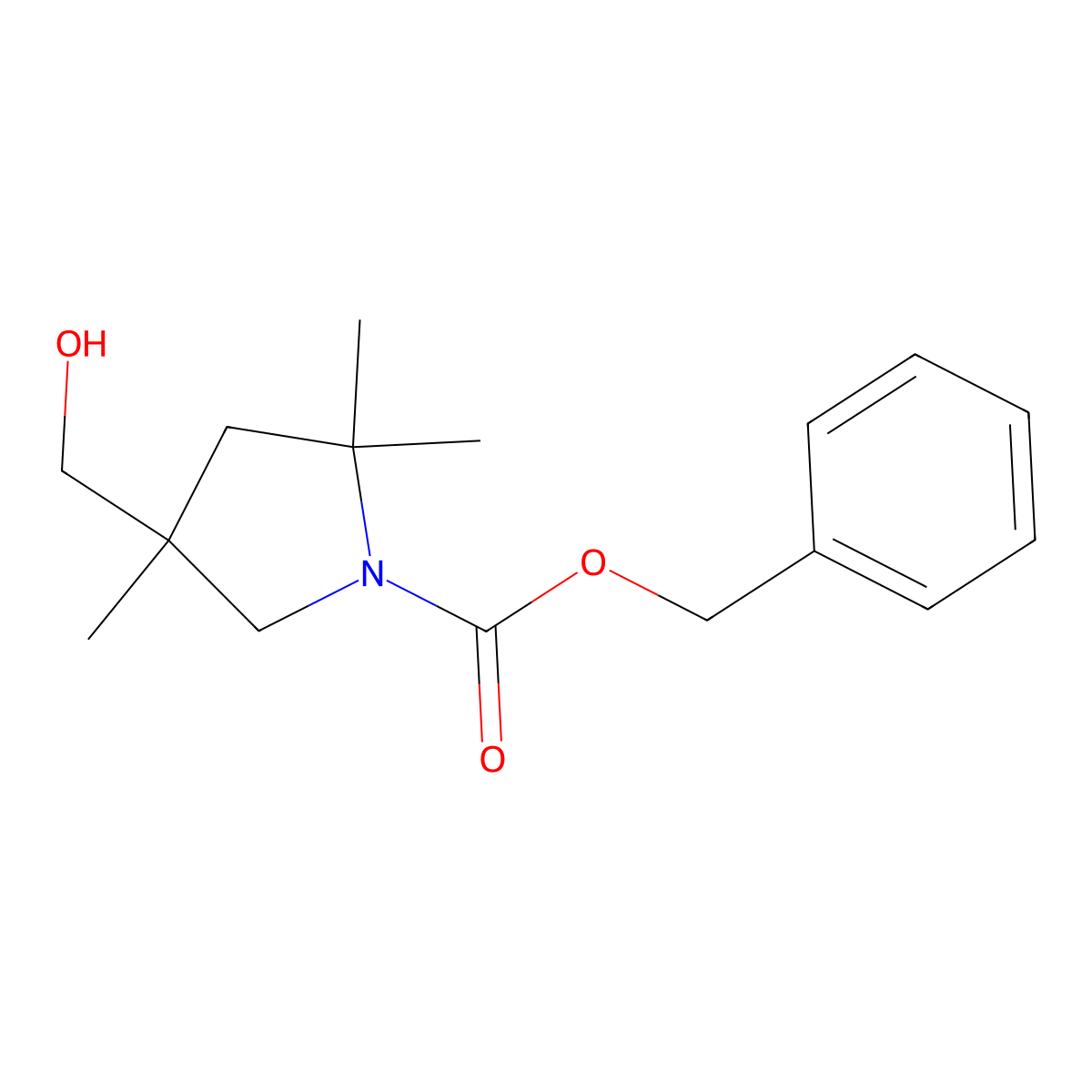Benzyl 4-(hydroxymethyl)-2,2,4-trimethylpyrrolidine-1-carboxylate molecular structure, CAS 2680856-85-1