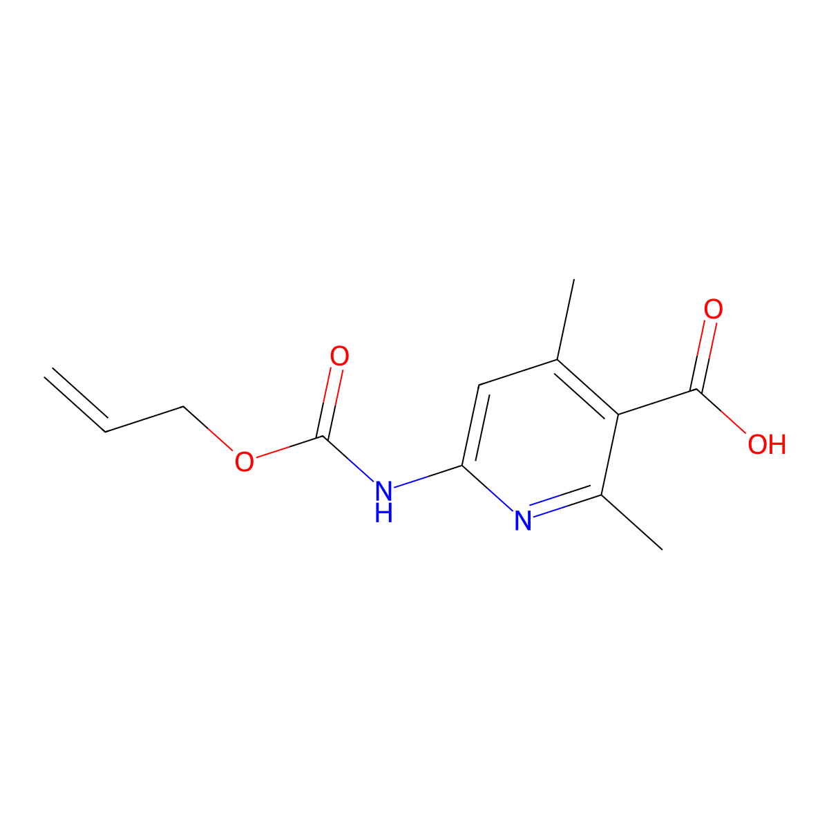 2,4-Dimethyl-6-{[(prop-2-en-1-yloxy)carbonyl]amino}pyridine-3-carboxylic acid molecular structure, CAS 2680856-90-8