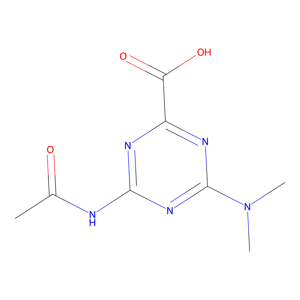 4-(Dimethylamino)-6-acetamido-1,3,5-triazine-2-carboxylic acid molecular structure, CAS 2680856-95-3