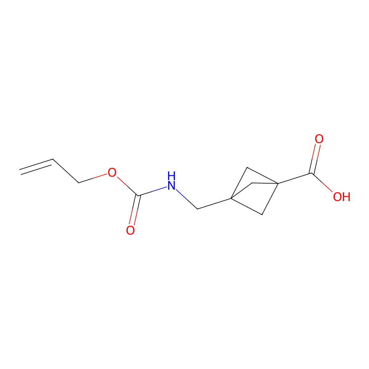 3-({[(Prop-2-en-1-yloxy)carbonyl]amino}methyl)bicyclo[1.1.1]pentane-1-carboxylic acid molecular structure, CAS 2680856-98-6