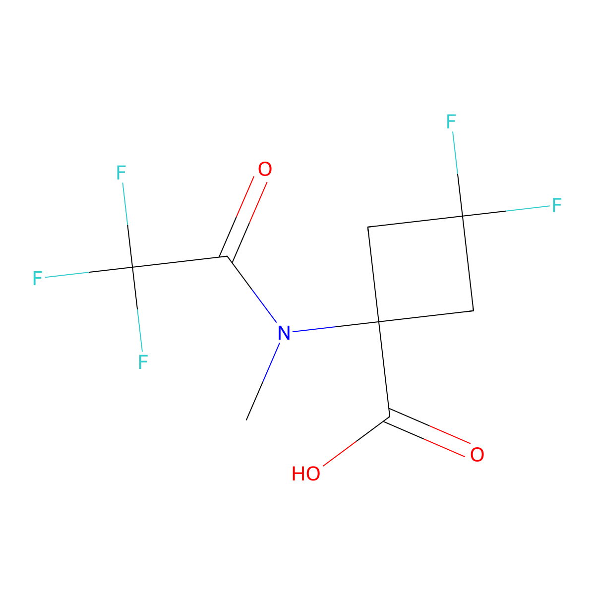 3,3-difluoro-1-(2,2,2-trifluoro-N-methylacetamido)cyclobutane-1-carboxylic acid molecular structure, CAS 2680857-04-7