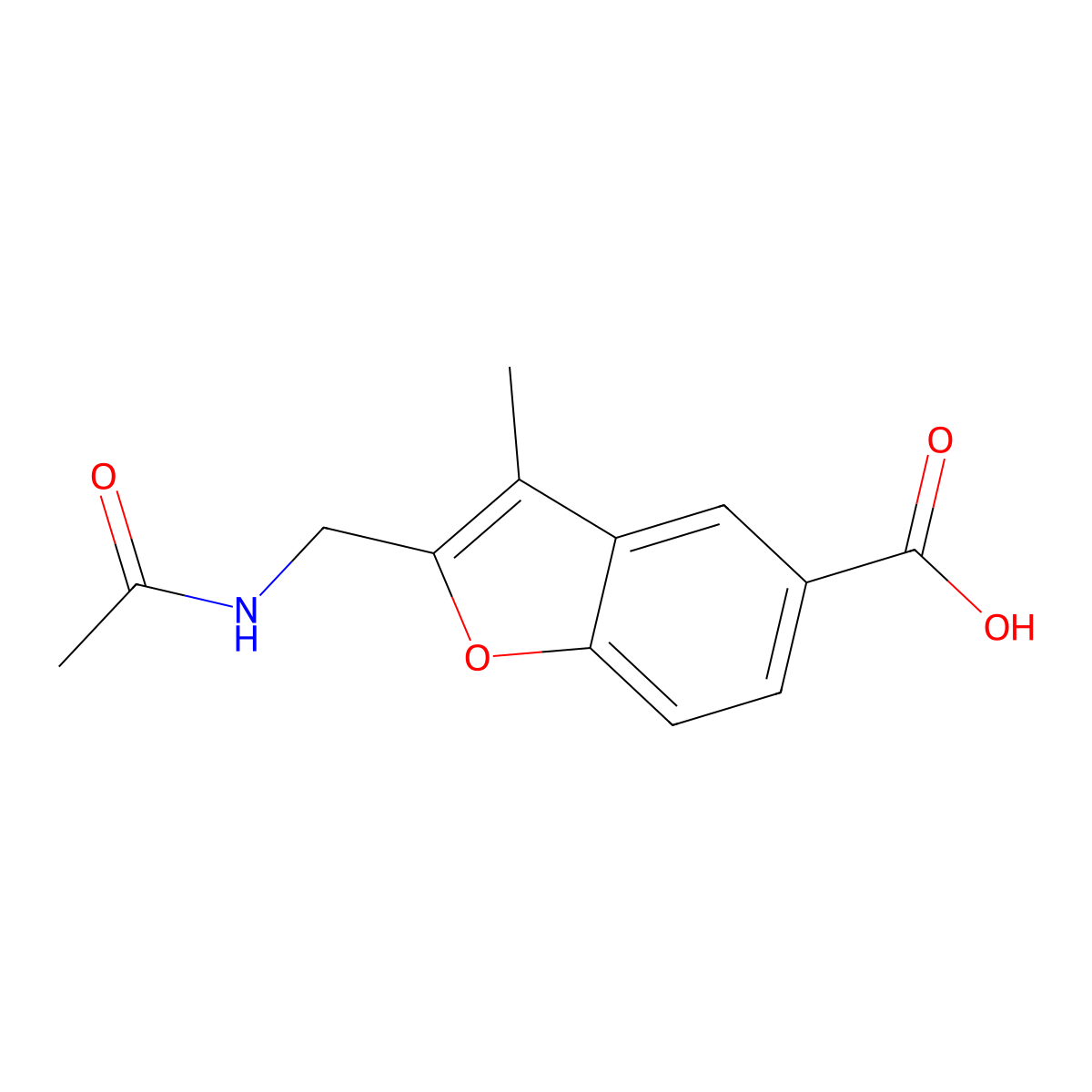 2-(Acetamidomethyl)-3-methyl-1-benzofuran-5-carboxylic acid molecular structure, CAS 2680857-09-2