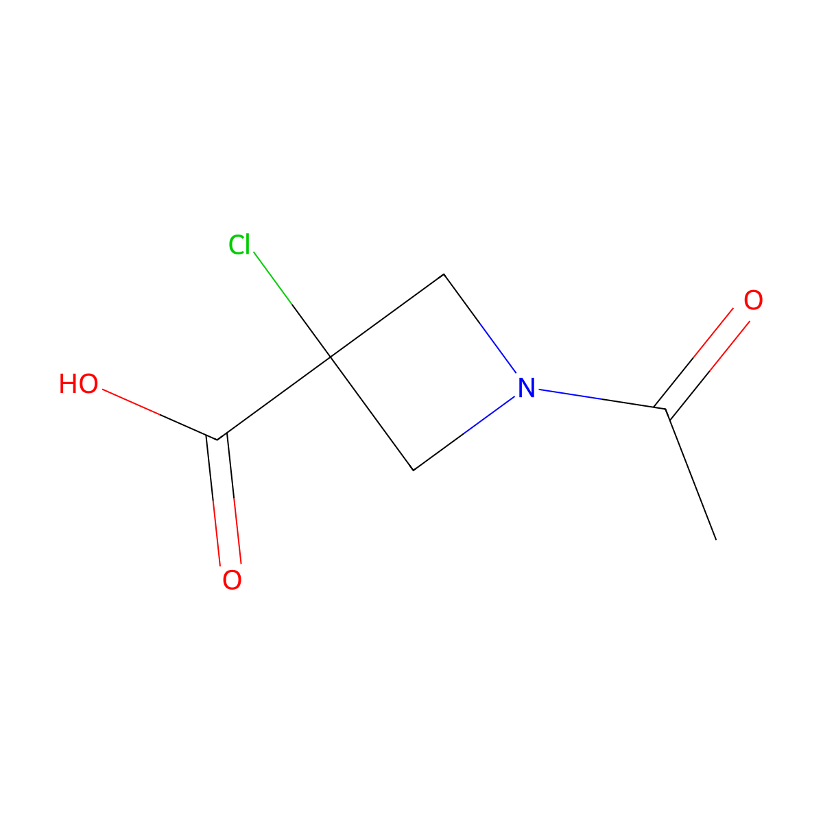 1-Acetyl-3-chloroazetidine-3-carboxylic acid molecular structure, CAS 2680857-11-6