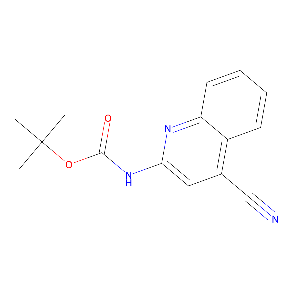 tert-butyl N-(4-cyanoquinolin-2-yl)carbamate molecular structure, CAS 2680857-13-8