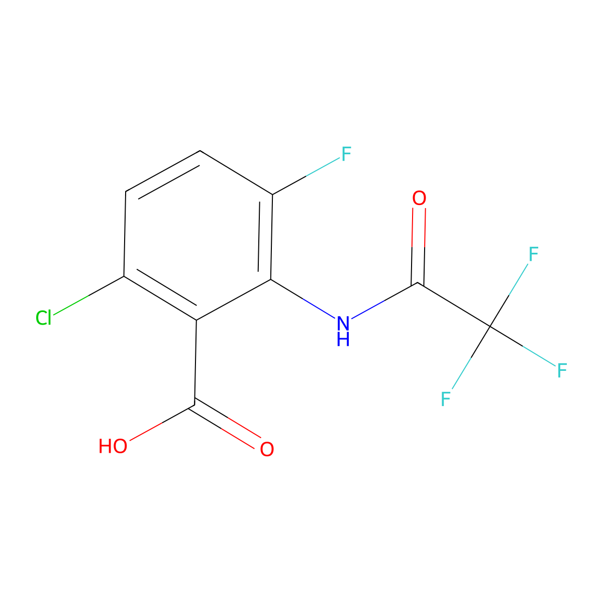 6-Chloro-3-fluoro-2-(2,2,2-trifluoroacetamido)benzoic acid molecular structure, CAS 2680857-18-3